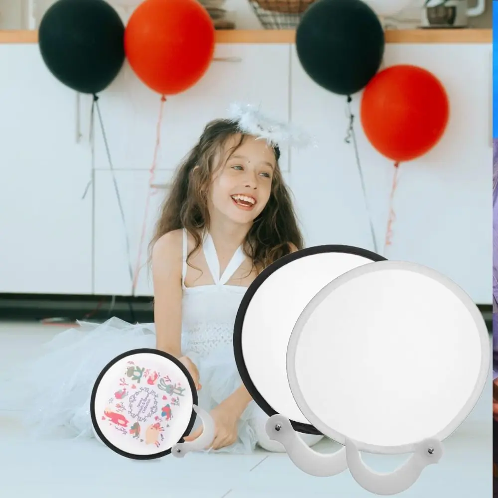 Blank Design DIY White Foldable Fan Portable Handcraft Handheld Round Folding Fans DIY Folding Fans