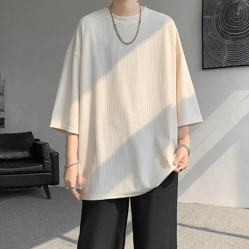 Letnia koszulka męska z półrękawkiem Luźna odzież uliczna O-Neck Hip Hop Streetwear Tops Tees Casual Tshirt Plus Size Odzież męska 2025