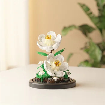 MOC Eternal Bouquet Micro Building Blocks Flower Model DIY Home Desk Plant Decoration Assemble Brick Toys For Children Gift 48