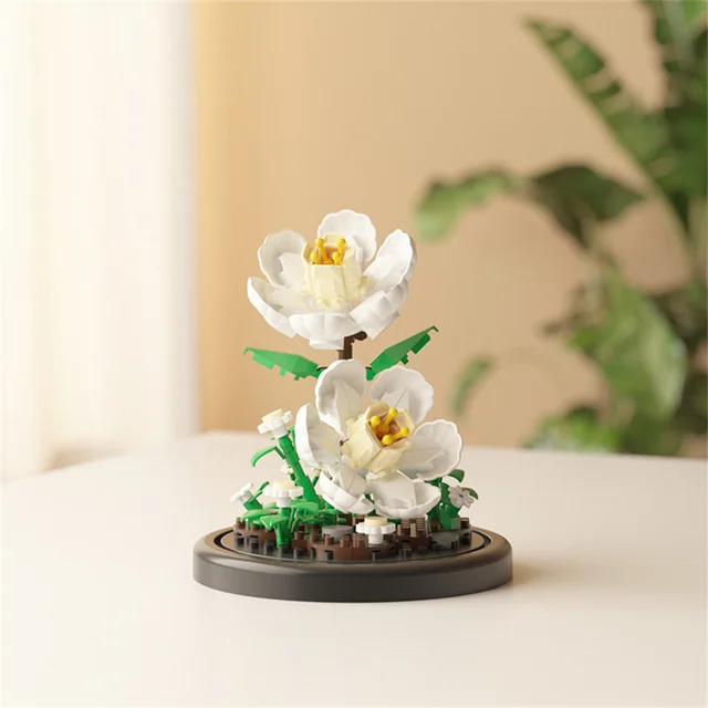 MOC Eternal Bouquet Micro Building Blocks Flower Model DIY Home Desk Plant Decoration Assemble Brick Toys For Children Gift 48