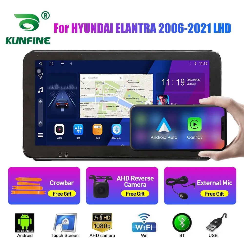 

10,33-дюймовый автомобильный радиоприемник для HYUNDAI ELANTRA 06-21 2Din Android, восьмиядерный автомобильный стерео DVD, GPS-навигатор, плеер, QLED-экран Carplay