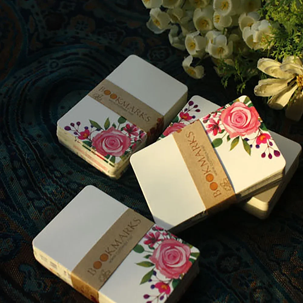 DIY 40/50pcs การ์ดอวยพรทําด้วยมือดอกไม้ข้อความสมุดภาพกระดาษการ์ดโปสการ์ดการ์ดเชิญงานแต่งงาน