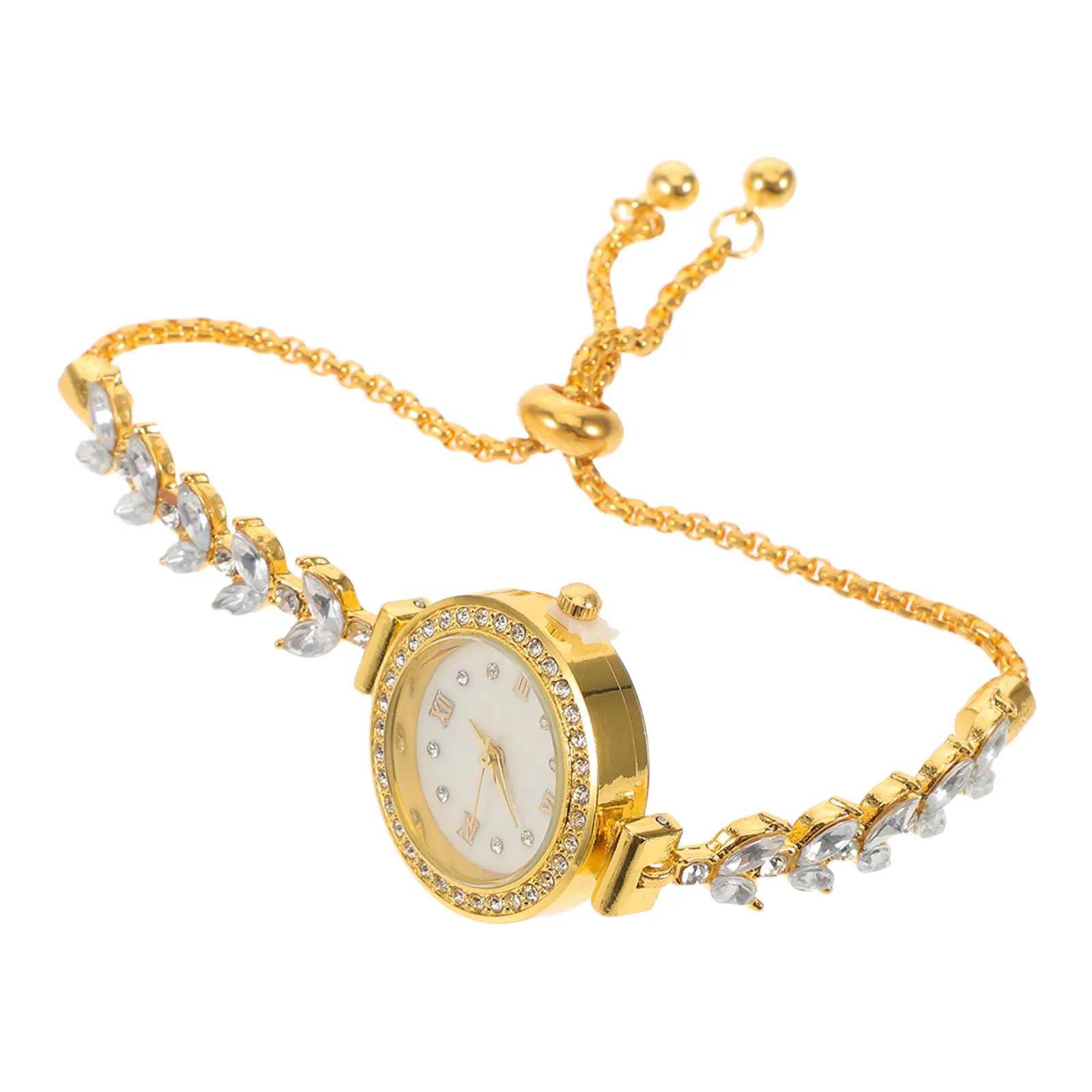 

Women's Rhinestone Bracelet Watches Elegant Analog Quartz Wristwatch Gold Bangle Dainty Christmas Present Vintage Style