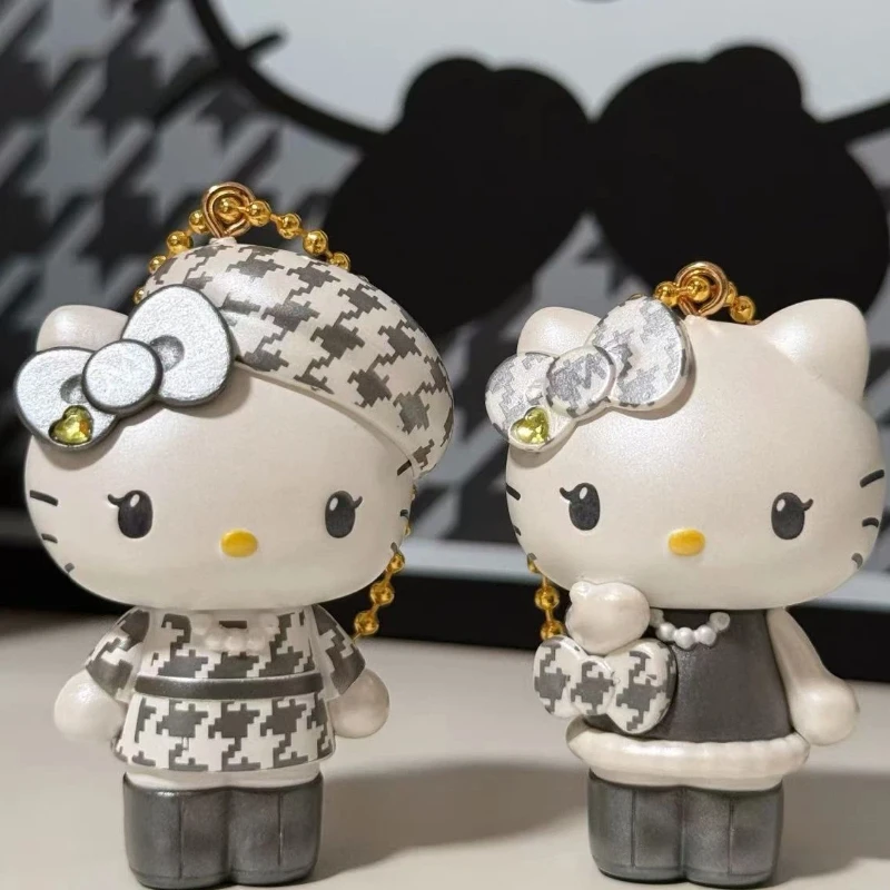 

New In Stock Cute Kt Cat Anniversary Limited Edition Black White Checkered Series Blind Box Toys Figurines And Keychains ﻿