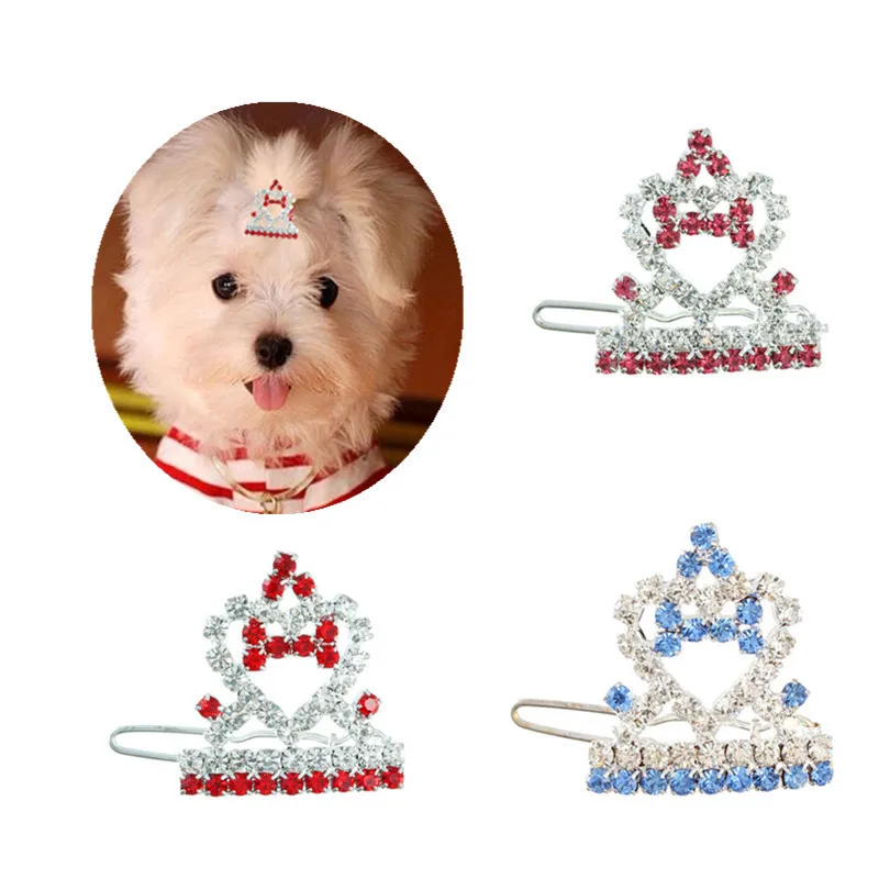 Shiny Fashion Crown Cat and Dog Hairpin Dog Supplies Suitabl