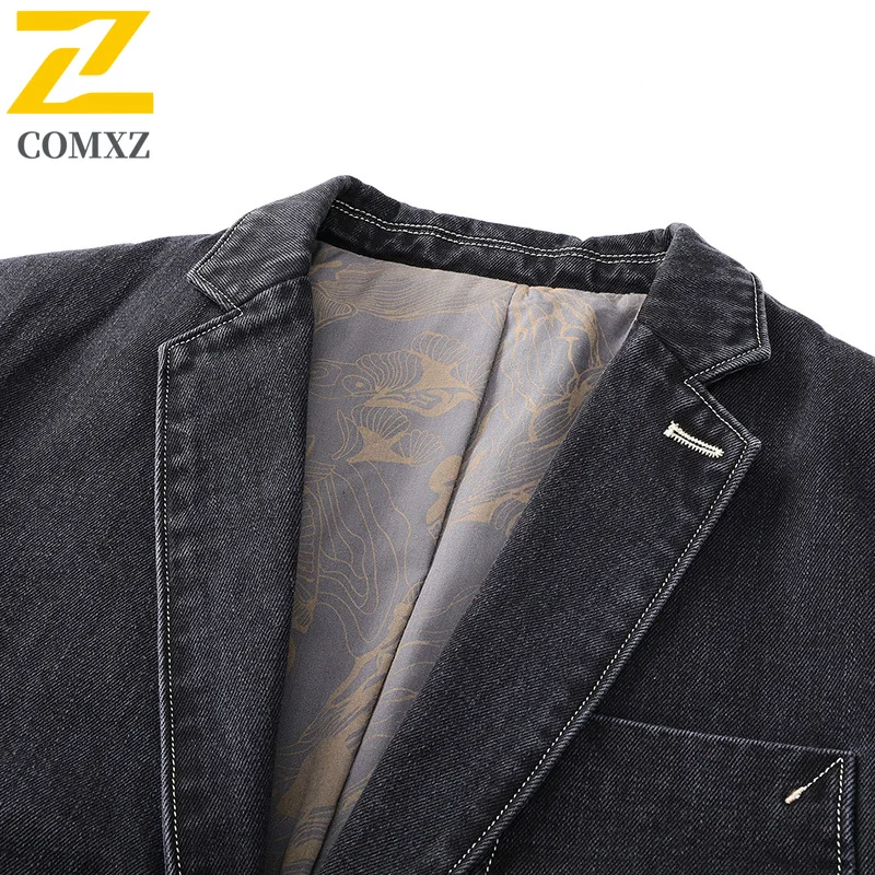 2025 Autumn Jacket Men's South Korea Brand Black V Collar Denim Jacket Fashion Clothing Male Business Retro Windproof Denim Coat