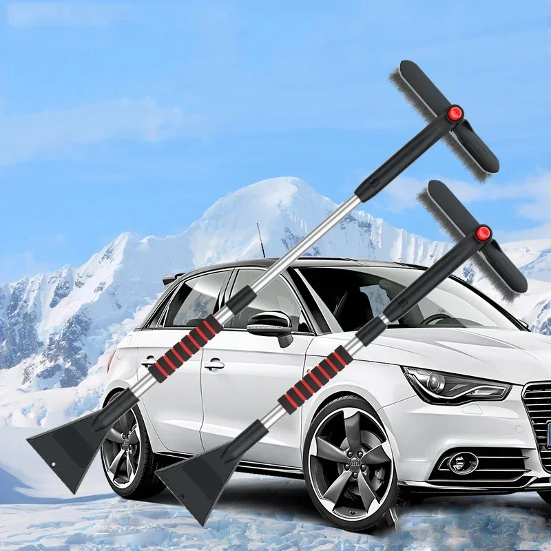 Extendable Aluminum Alloy Multi-Function Car Snow Shovel with Dual-Head Ice and Snow Remover Telescopic Snow Brush