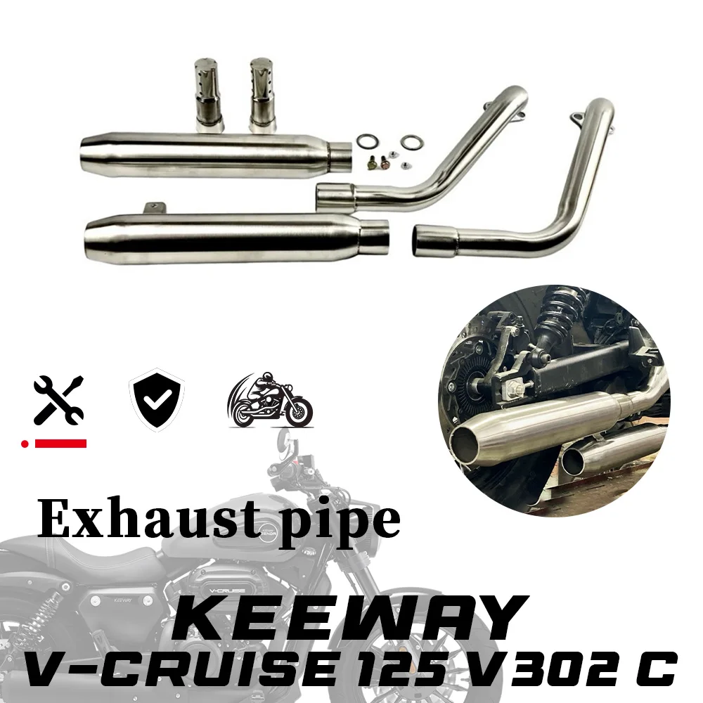 Retro HA Dual Pipe Exhaust  With Removable DB Killer For Keeway V-Cruise125 V302C Cruiser