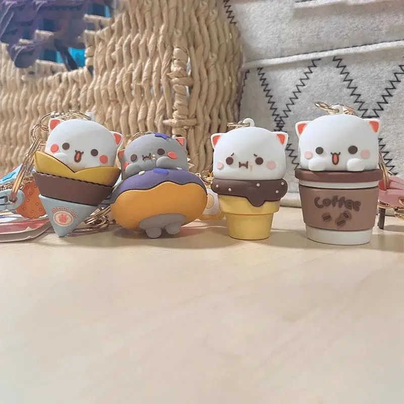 Mitao Cat Cute Expression Knapsack Silica Gel Keychain Kawaii Doll School Bag Pendant Lovers Keychain Birthday Gift