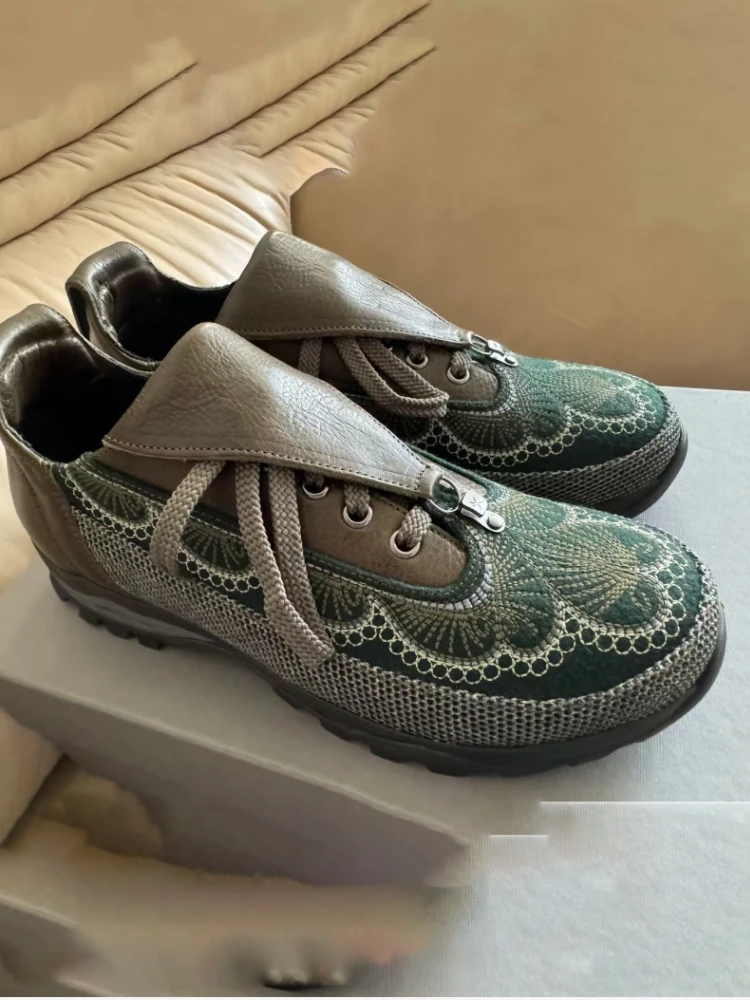 

een Embroidered Quirky Design Men's Casual oes Carved Thi Bot Ethnic Sle round Toe Sports Leisure Footwear