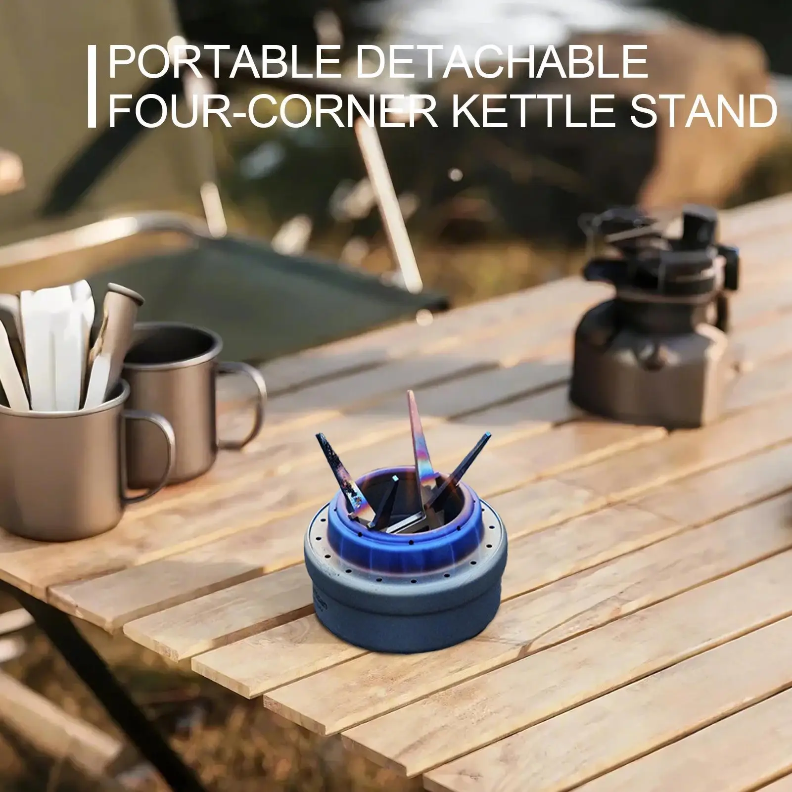 Portable Alcohol Stove Internal Bracket Stainless Steel Detachable Four-corner Kettle Bracket Camping Accessories for Ourdoor