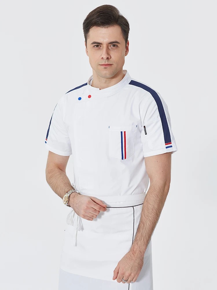 Chef-Koksjas Unisex Shirts Hotel Catering Werkkleding Kookuniform Restaurant Ober Jas Tops Bakkerij Ademende Kokkleding