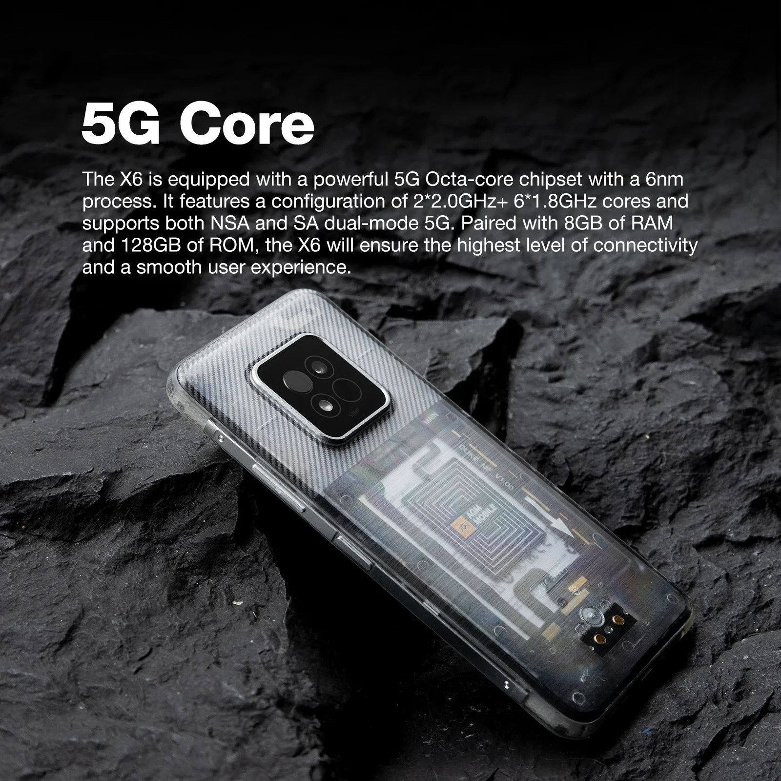 [RTS] AGM X6 Phantom 5G Android 14 Измерение температуры Камера 50 МП Водонепроницаемая камера Celulares Телефон Смартфон 5 г Прочный телефон