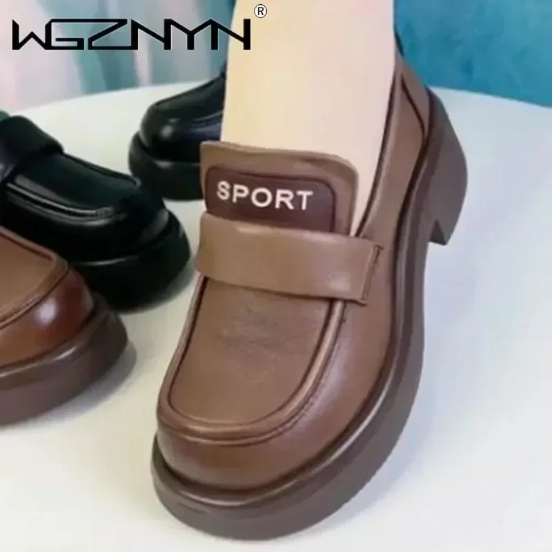 Women's Autumn Footwear Loafers Shoes for Woman 2026 Office Round Toe Black Low Heel Elegant with Discount Genuine Stylish Shoes