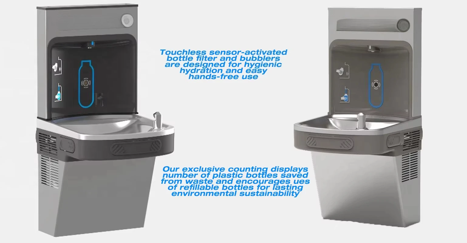 Electric Outdoor Stainless Steel Automatic Touchless Water Cooler Hot and Cold Infrared Reverse Osmosis Distributor UF Footless
