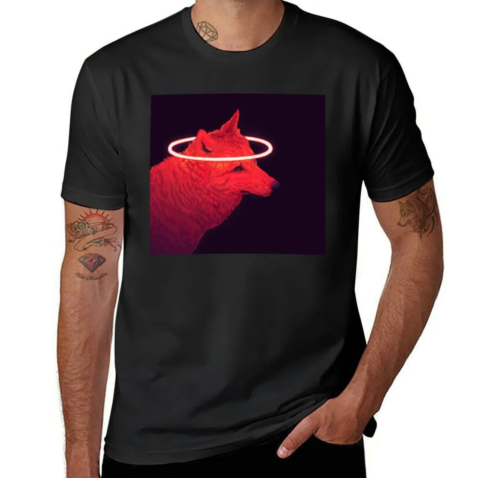 

Kim Lip Red Wolf T-Shirt cotton man t-shirts oversizeds animal prinfor boys funny t shirts men