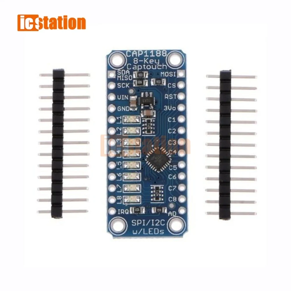 CAP1188 8 Key Capacitive Touch Sensor Module SPI I2C Captouch LED 8 Button / Key Interfaces 3V-5V for Arduino