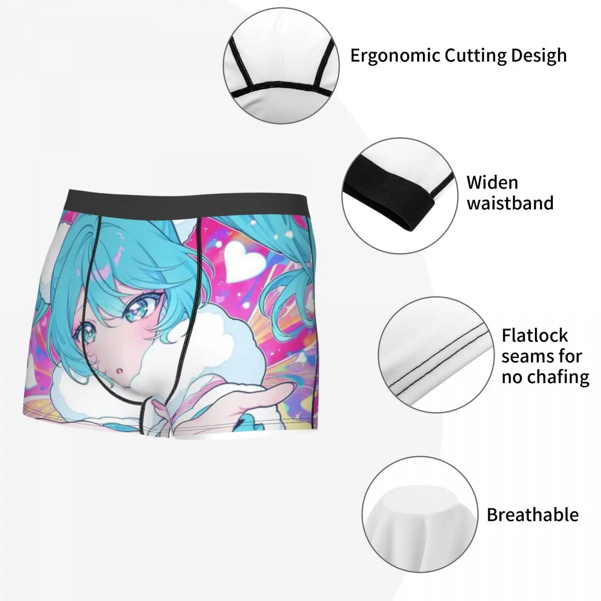 Men's Hatsune Miku Boxers Shorts Smooth Underwear Underpants