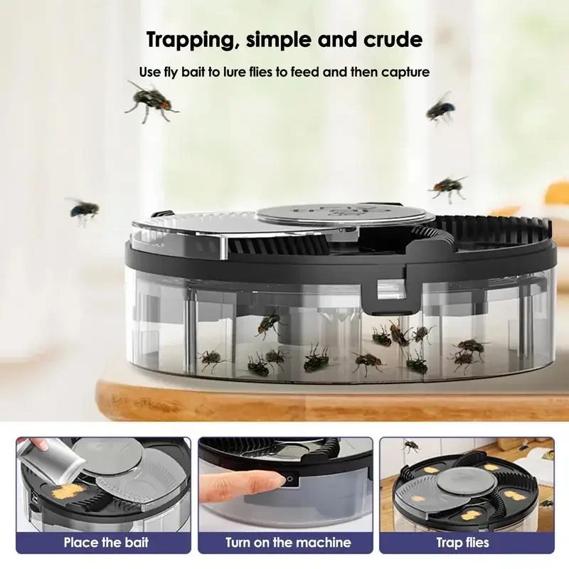 Automatic Fly Catcher Electric Fly Trap Catcher Device Indoor Rechargeable Rotating Repel Tool Household Flying Control For Gnat