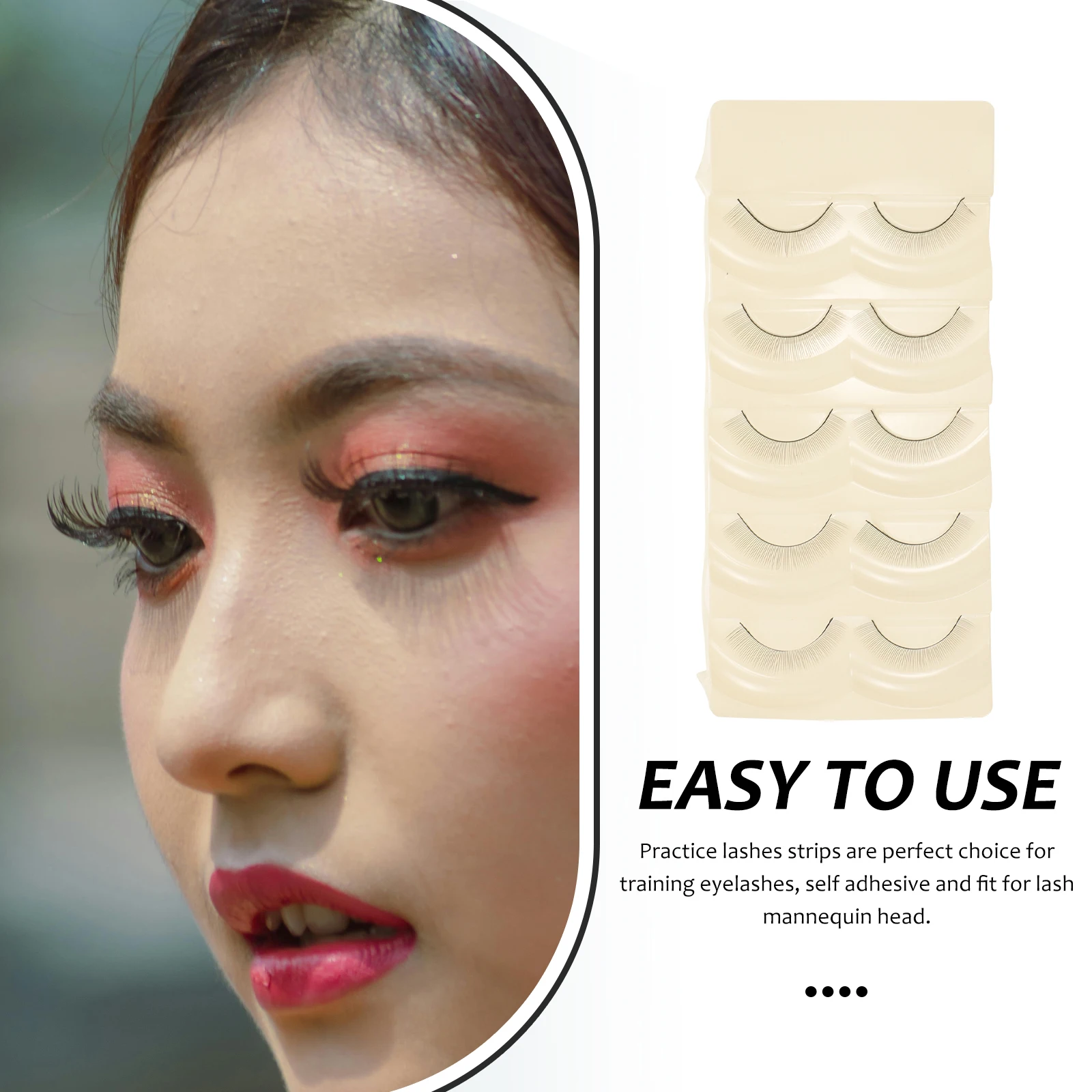 

Eyelash Practice Strips Self-Adhesive Training Lashes for Beginners Lash Extensions Mannequin Head Small Fake Lashes