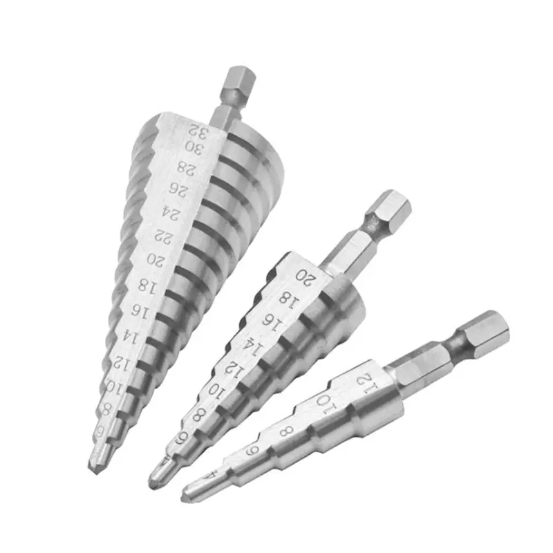 Hexagonal Thread Core Drilling Tool, Tower Drill HSS Spiral Groove, Straight Groove Metal Drill Bit, 4-12/4-20/4-32mm