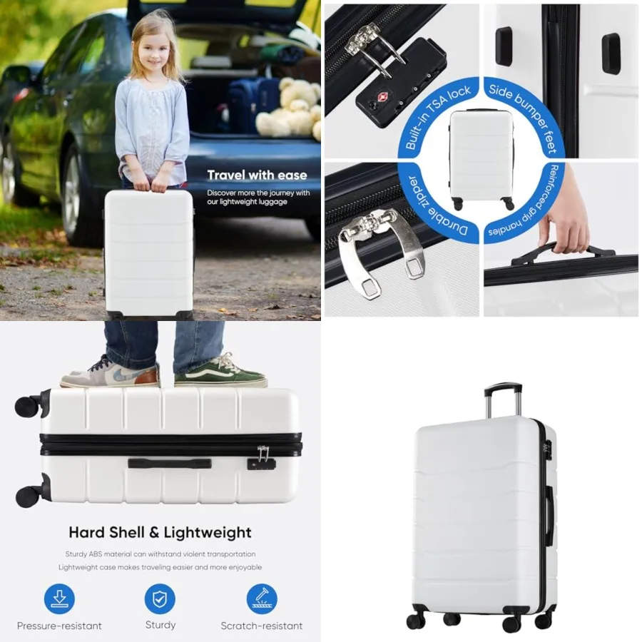 

ch Carry-On Luggage, Hardside Suitcase with Spinner Wheels, Lightweight ABS Hard Shell Travel Luggage, TSA Approved Lock, Expan