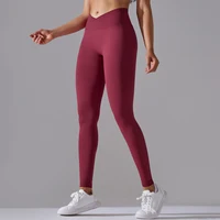 Pantalón de Yoga sin costuras para mujer, mallas deportivas con cintura cruzada, mallas deportivas de cintura alta para gimnasio, mallas de entrenamiento para correr