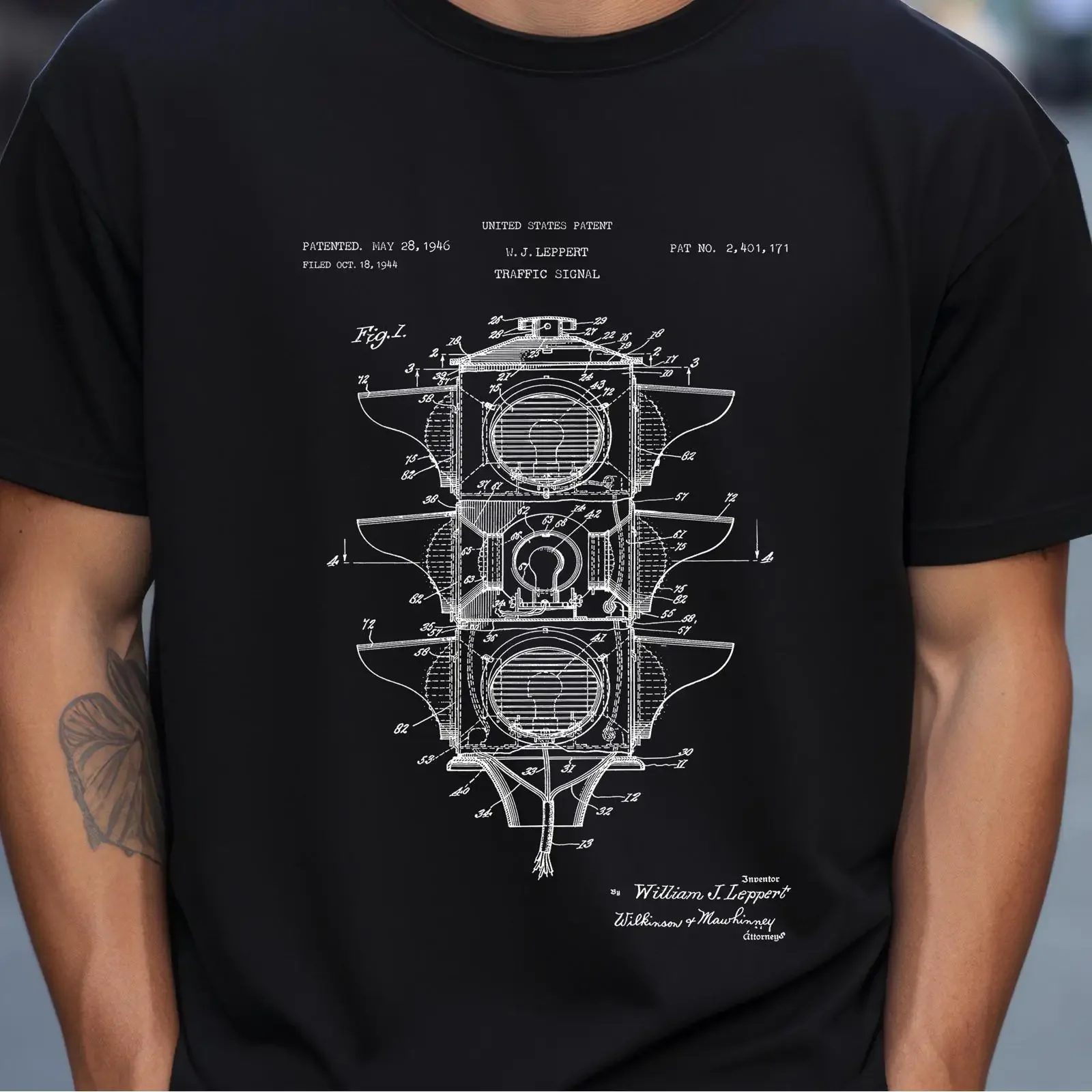 Vintage 1946 US Patent Stop Traffic Light Blueprint T Shirt Road Safety for Engineer Automotive Highway Lover vintage Washed