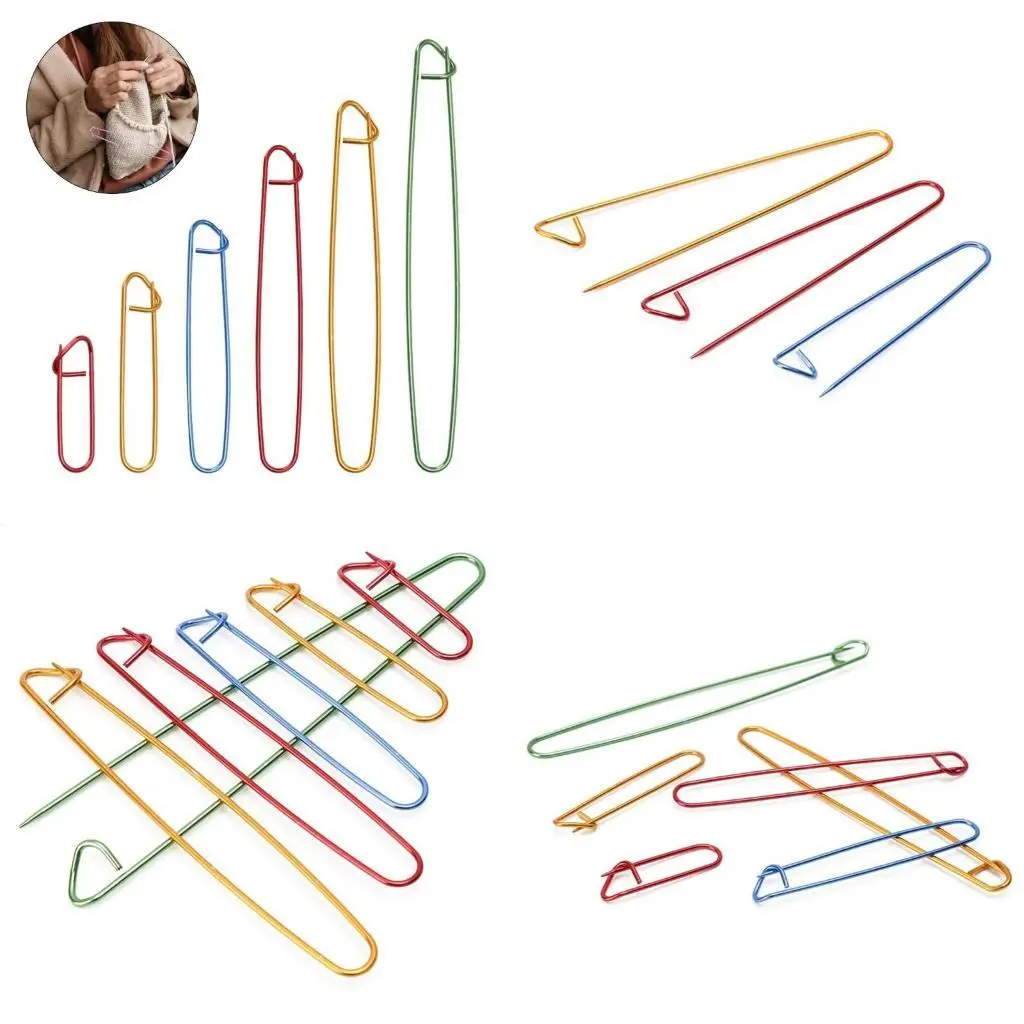 

E8BD 6x Knitting Stitches Holder Aluminum Yarn Stitches Holders Stitches Markers Yarn Stitches Holder Knitting Accessories