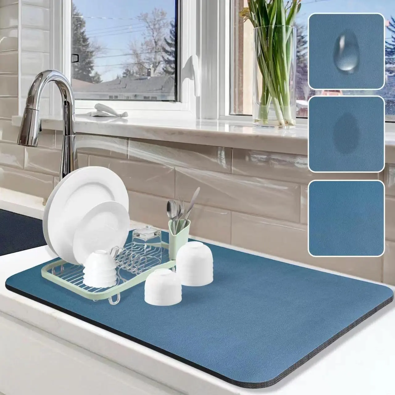 VIKAMA Kitchen Silicone Tablecloth For Coffee Machine Drainage Pad, Simple Bar Counter Anti-Slip Mat, Home Decoration