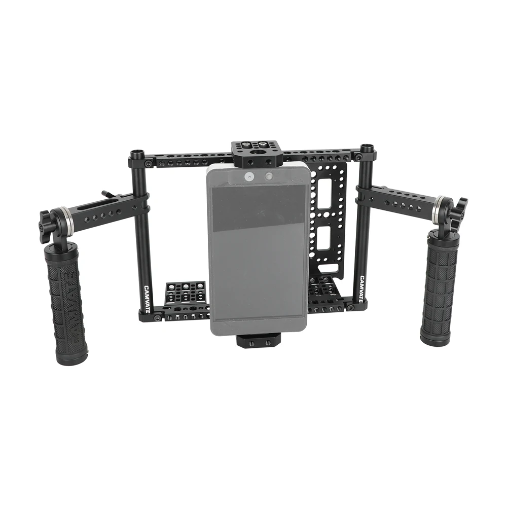 Kayulin 7" Camera Monitor Cage Kit with Dual Rosette Mount Rubber Handgrips & Cheese Battery Plate for Photography Studio