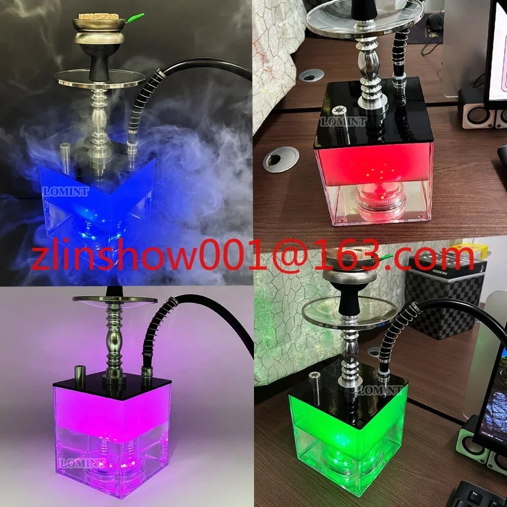 Clear Transparent Square Hookah Acrylic Shisha Set Complete Accessories Cachimba Smoke Box LOMINT LM-HP008-2