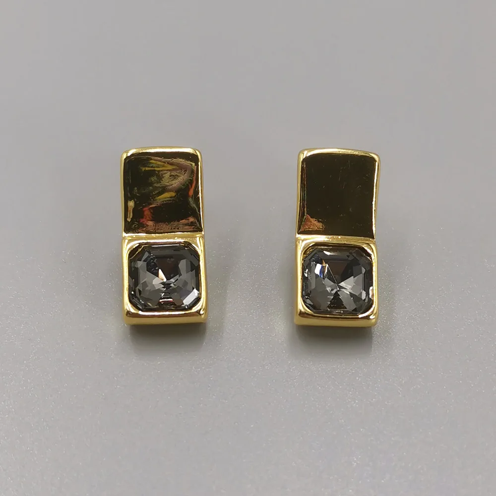 2026 Spanish glamorous socialite style colorful zircon geometric earrings jewelry accessories banquet gifts