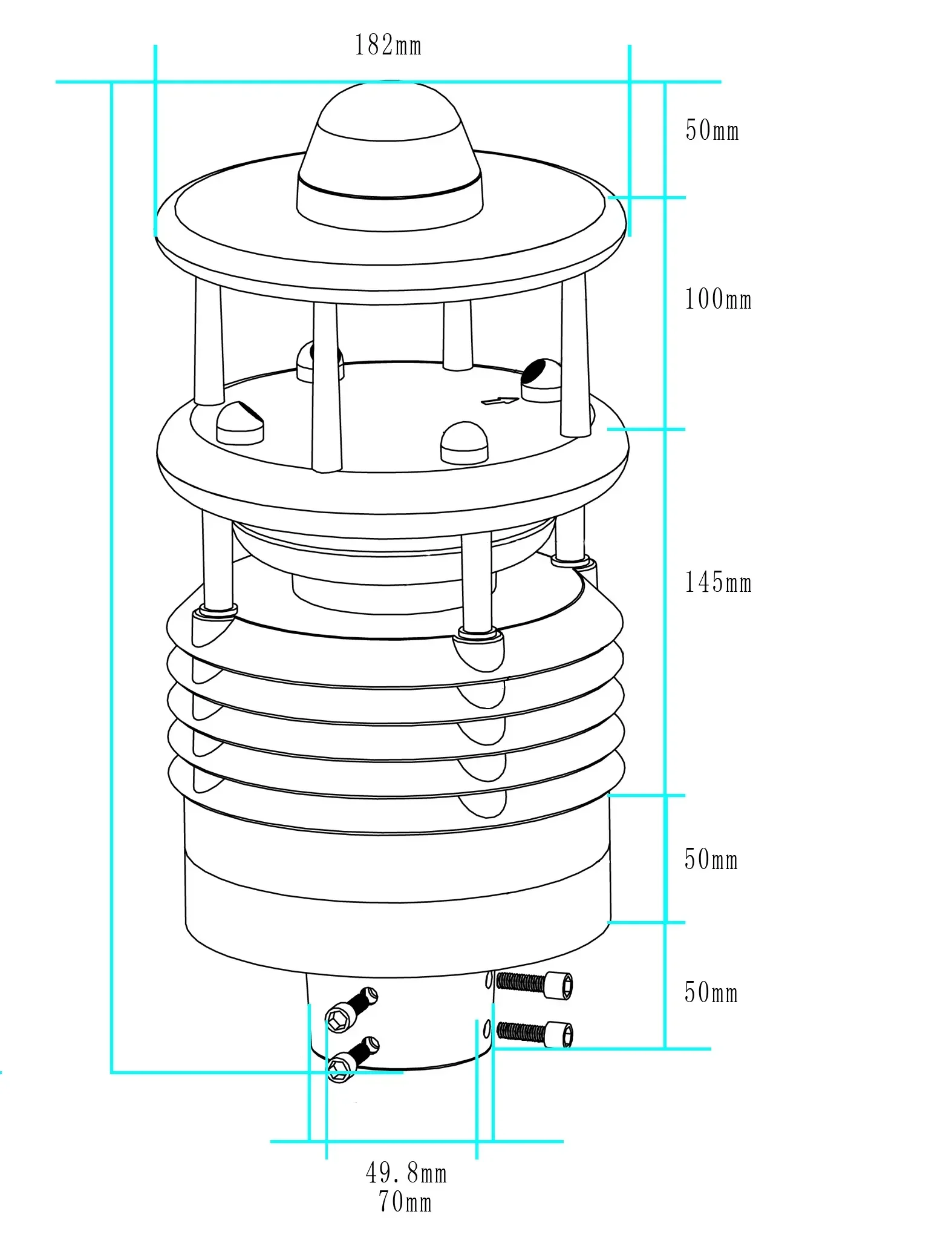 6 IN 1 ULTRASONIC WIND SPEED WIND DIRECTION TEMPERATURE HUMIDITY RAINFALL INTEGRATED WEATHER STATION