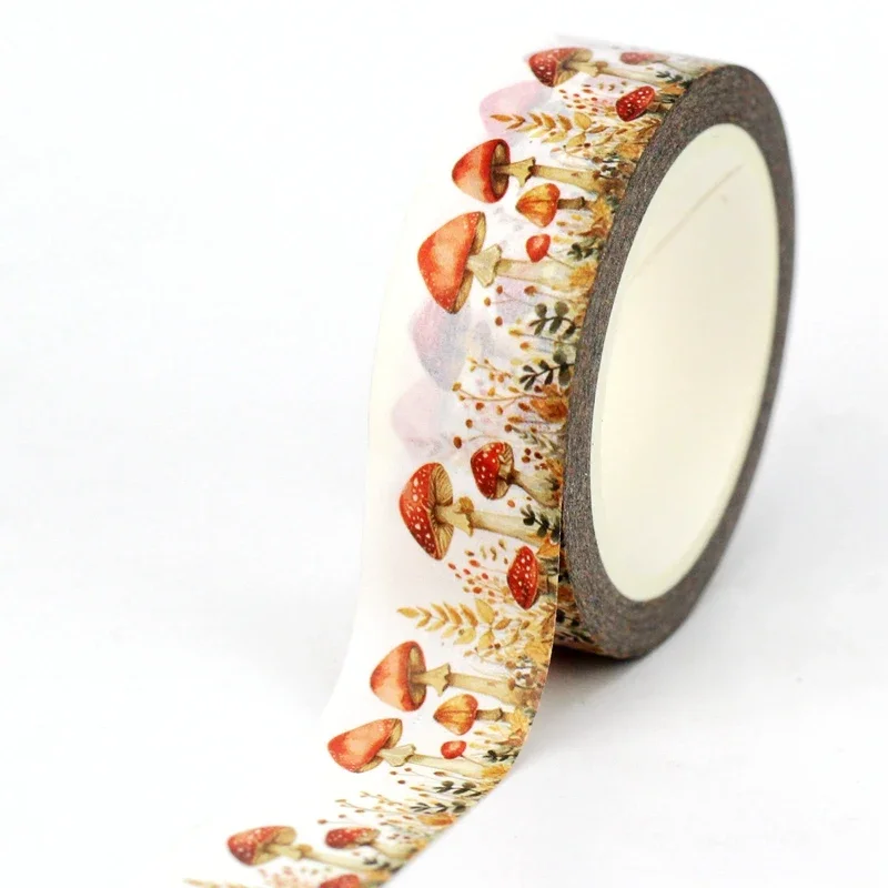 NEW 1PC 10M Decor Vintage Fairy Mushrooms Leaves Washi Tape for Scrapbooking Journaing Adhesive Masking Tape Cute Papeleria