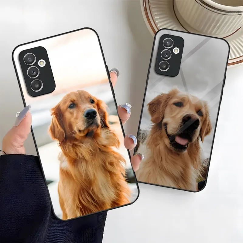 Golden Retriever Dog Phone Case Tempered Glass For Samsung A52 A51 A22 A12 A32 A72 S22 S23 S20 Ultra Note 20 10 Pro Plus Cover