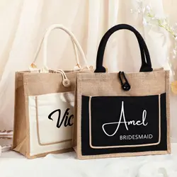 Borsa Tote con nome personalizzato, borsa regalo per damigella d'onore, bomboniere, borsa da spiaggia con monogramma, regalo per la festa di addio al nubilato, borsa da viaggio personalizzata