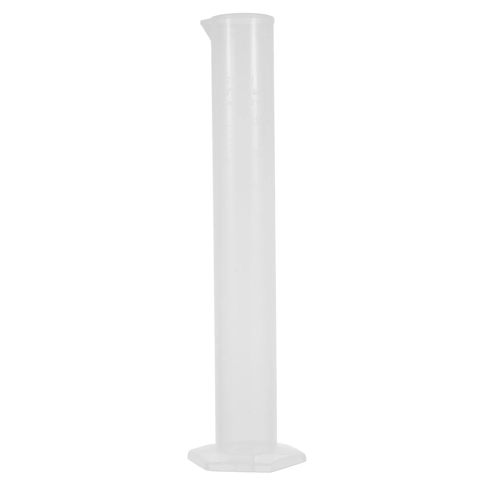 

250ml Measuring Cylinder Transparent Food Grade Polypropylene Wide Rim Pour Spout Laboratory Test Pentagonal Base Reusable