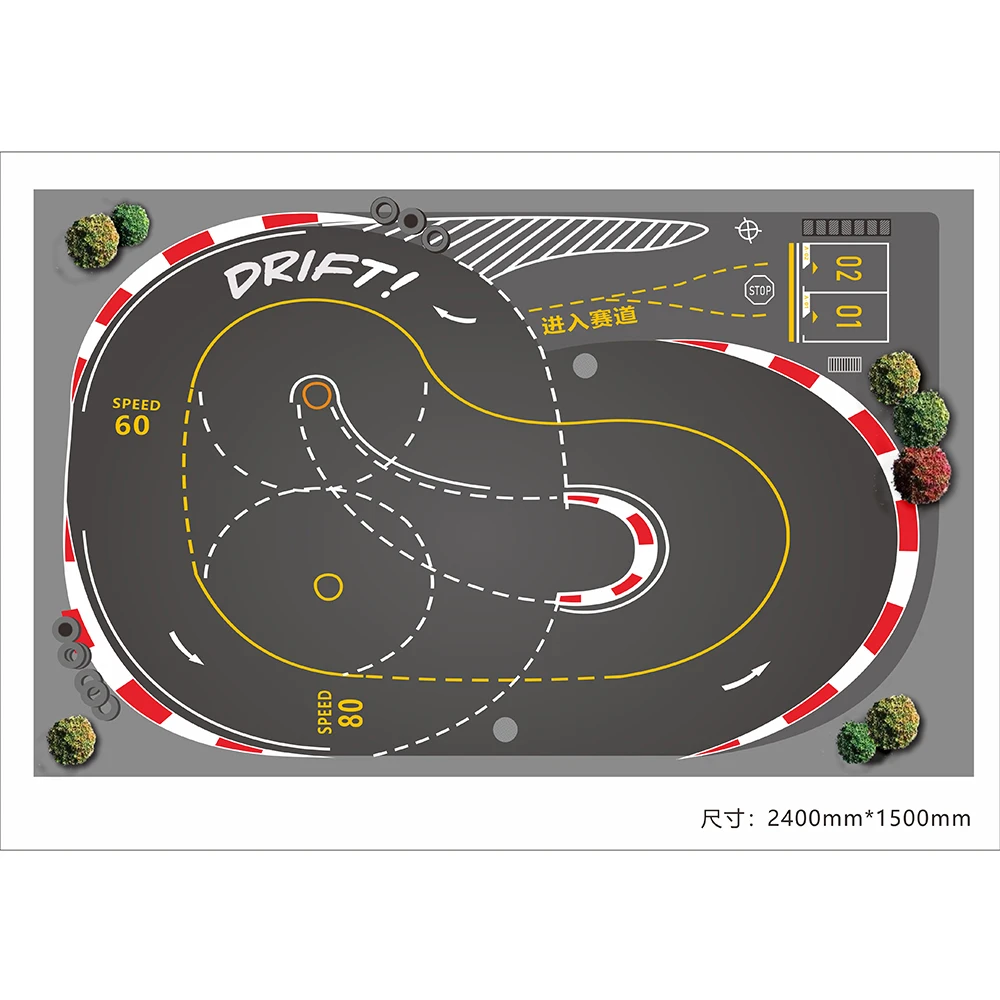 

2.4M Drift Track Runway Racetrack Multiple Route for RC 1/28 1/24 Kyosho Mini-Z Mini-Q XRX HGD1 DRZ AMG Wltoys