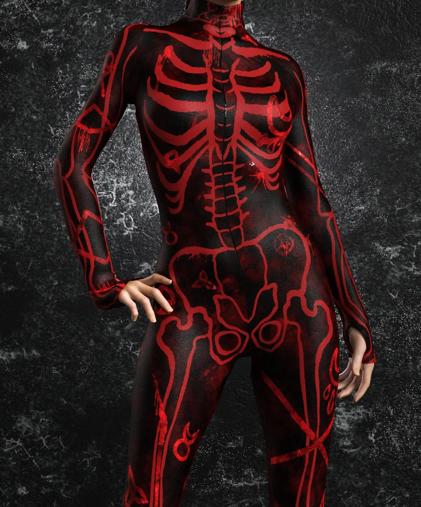 Sexy Damen Psychedelischer Netz-Cosplay-Jumpsuit Horror Halloween Festival Party Bodysuit Karneval Bühnenauftritt Eng Anliegend – Detail 22