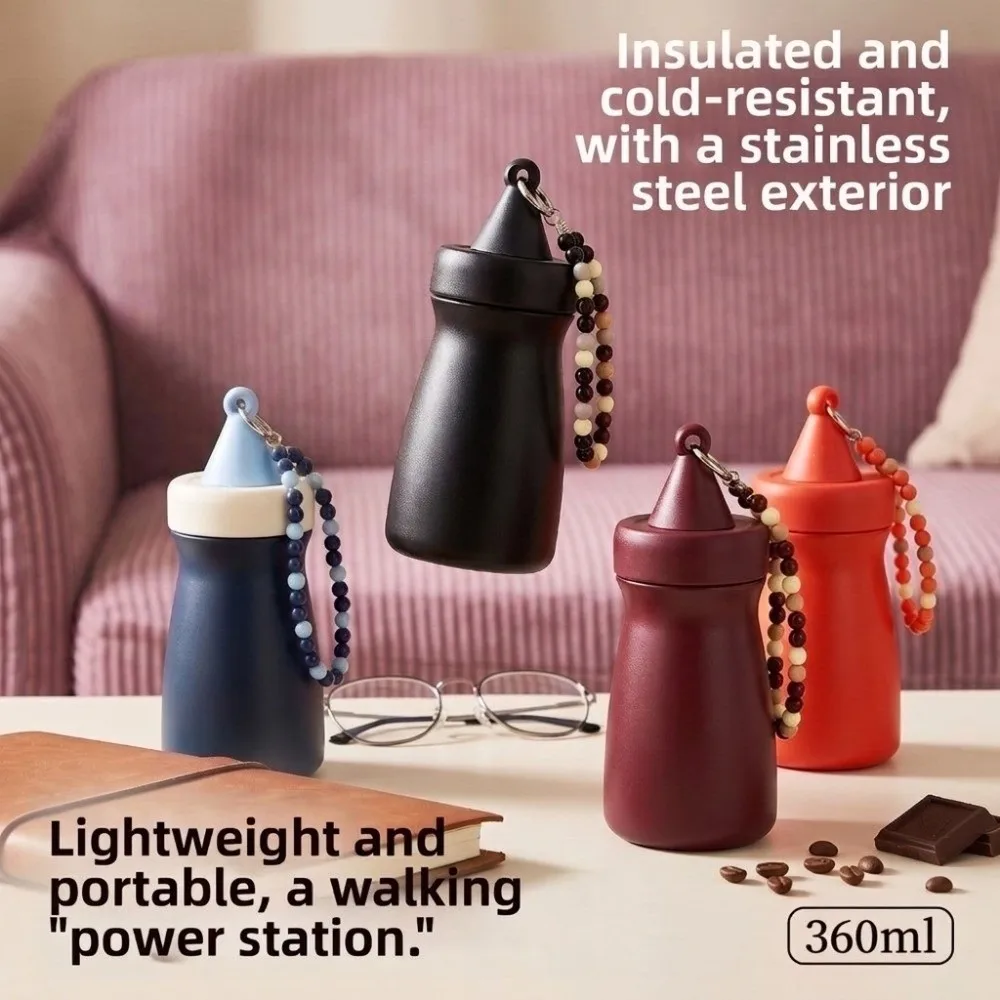 360ML Capacity Conical Mini Thermos Stainless Steel Hot Cold Insulate Small Insulated Bottle Long Heat Retain Leak Proof Seal