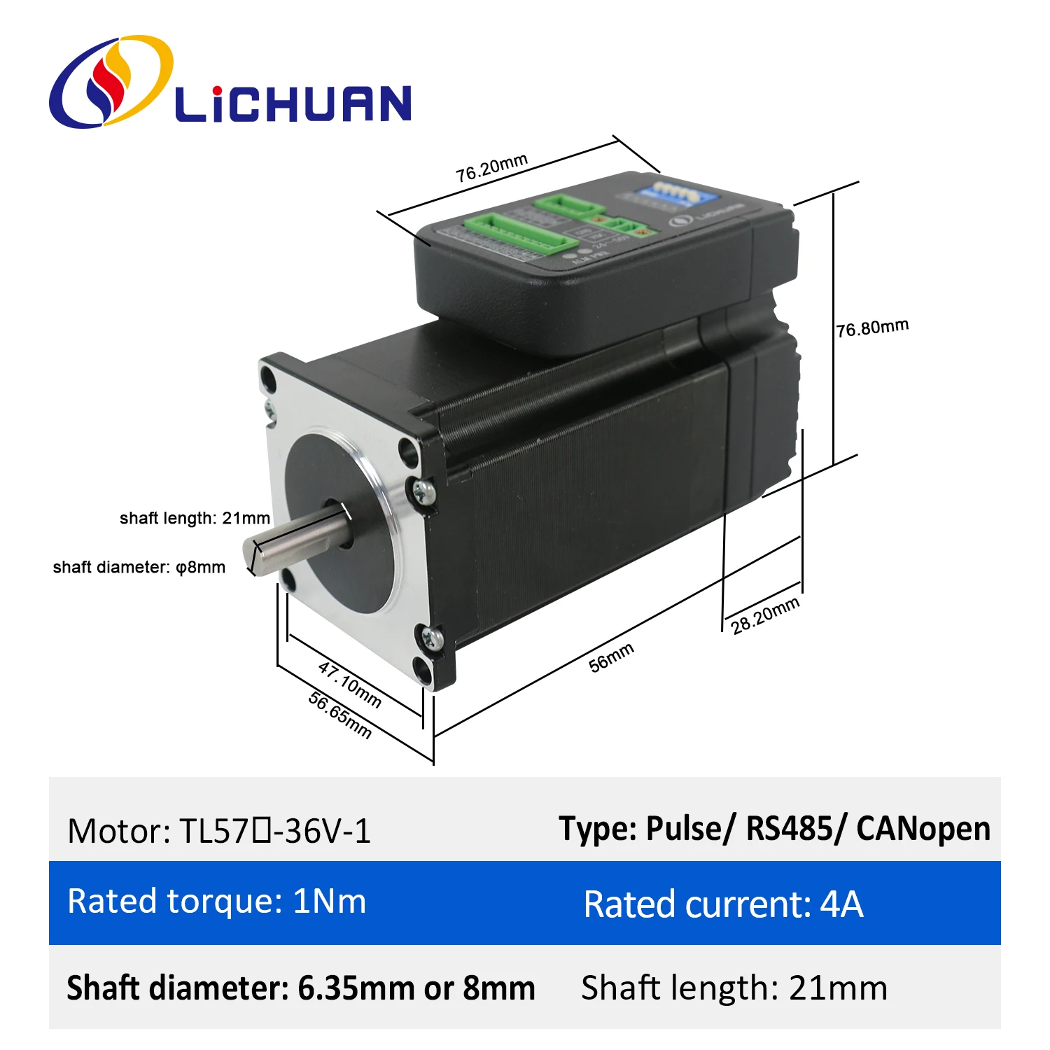 Lichuan Nema23 Integrated Stepper Motors 3Nm Pulse Motor shaft 10mm with integrated controller 4A DC36V