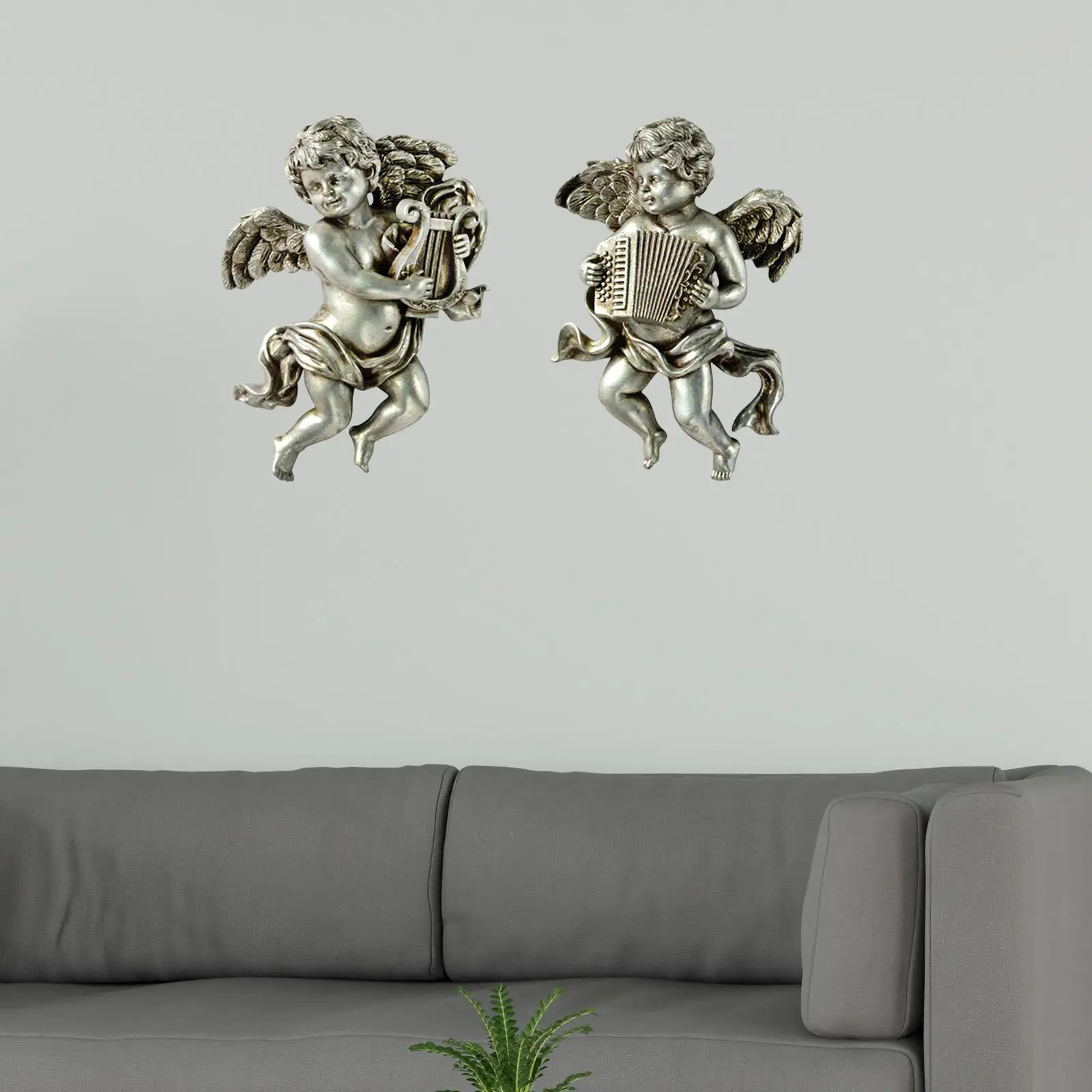 Collectible Resin Angel Figurine Handcrafted Wall Sculpture for Garden Yard Porch Lawn Modern Home Decoration