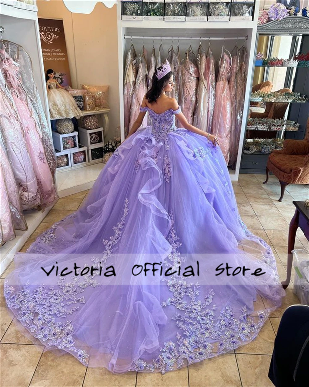 Light Purple Ruffel Quinceanera Dresses 2024 Sweet 15 Years Girl Birthday Party Dresses Off The Shoulder Vestidos Customized