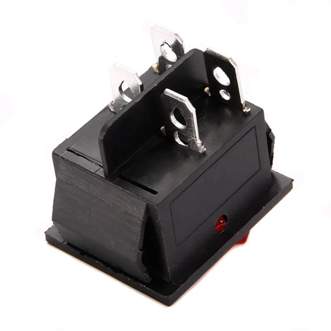 5pcs 2 Position Red Light Rocker Switch 16A/250V KCD4-20 4 Pin ON/OFF Toggle Switches 35 x 25.5 x 10mm