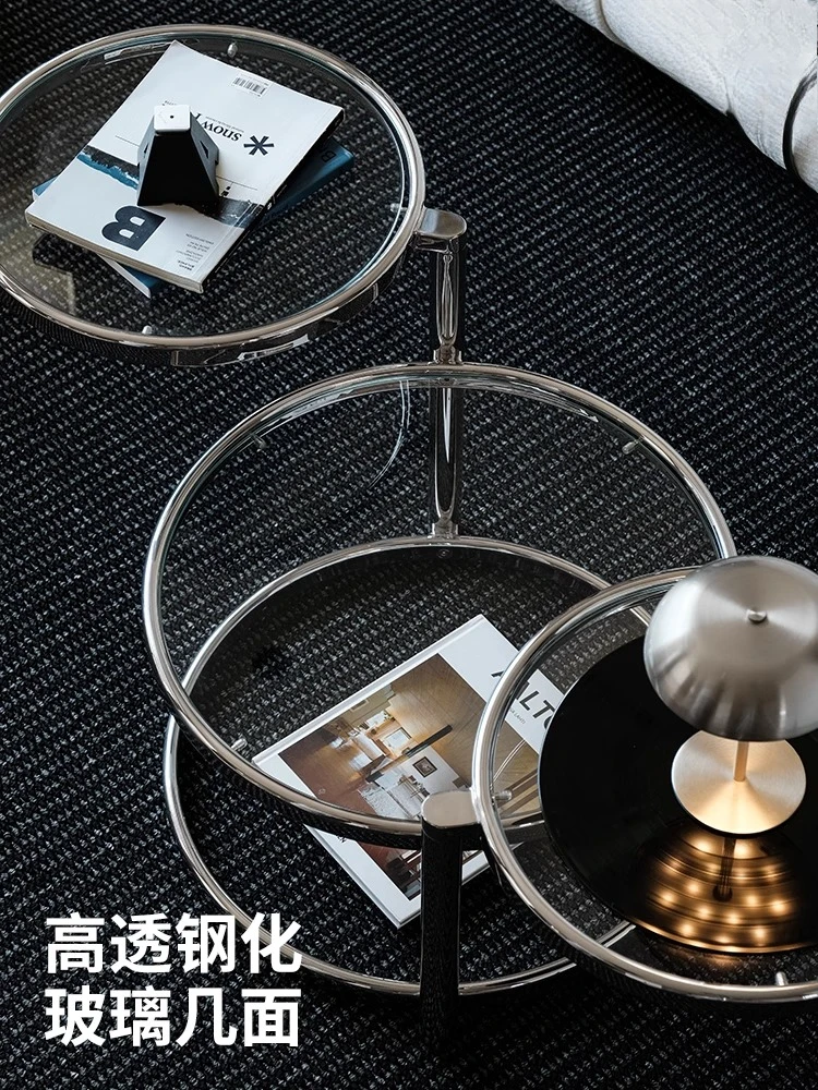 Couchtisch Haushalt Wohnzimmer Sofa Kaffee Edelstahl rund rotierender Kaffee