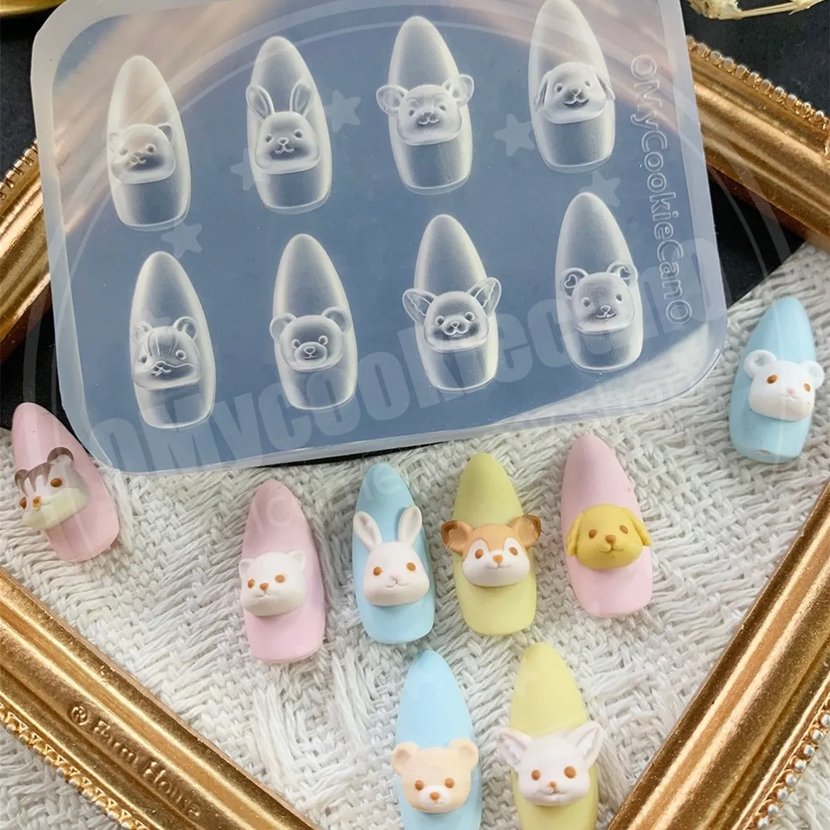 

1pc Ice Cream Strawberry Cream Cookie Witch 3D Acrylic Mold Nail Art Decorations Cat DIY Design Silicone Nail Art Nails Mold