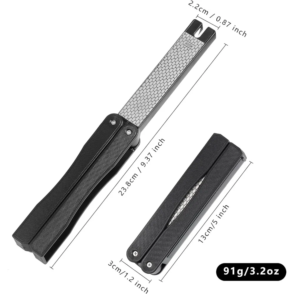 1pc Portable Handheld Double Sided Sharpener 400/600 Grit Foldable Diamond Knife Sharpening Stone for Kitchen