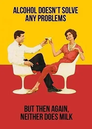 Alcohol Doesnt Solve. Funny Vintage Pub Beer Style Metal Sign  Plaque Wall Art