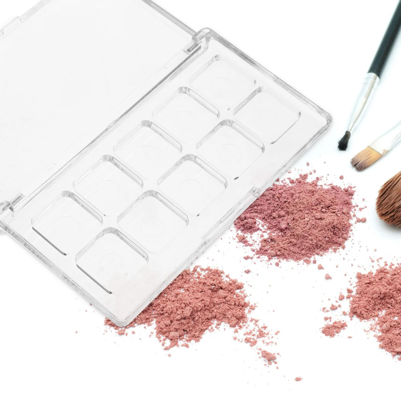 Paleta de maquillaje de plástico transparente, organizador DIY para sombras de ojos, colorete, lápices labiales, pinturas de acuarela, almacenamiento de viaje, bandeja de paleta de maquillaje